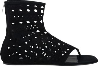 Alaia Neo Vienne Hoge Platte Sandalen - Dames - Sandalen - Zwart - 37 EU - Leer - Schoenen