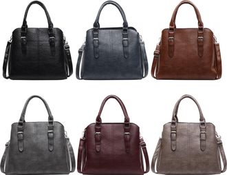 Generic Women PU Tote Handbag W/Shoulder Strap Large Capacity for Work Travel (Black)