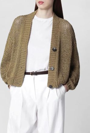 Roberto Collina v neck knit sweater open texture
