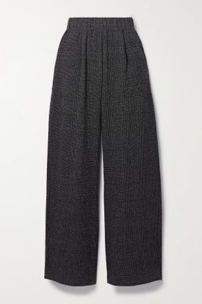 Leset Pantaloni A Gamba Larga In Misto Alpaca Principe Di Galles Con Pinces Austyn - Grigio