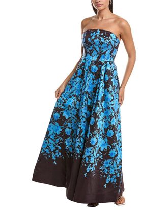 Milly Milly Winona Flower Strapless Maxi Dress