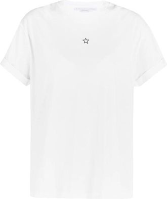 Stella McCartney T-shirt met Oprol Mouwen - Dames - T-shirts - Wit - M - Katoen - Tops