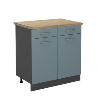 Vicco Mueble Bajo De Cocina R-line, Gris Azulado, 80 Cm, Et Roble