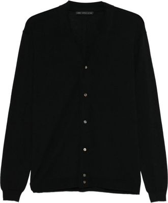 low brand Merino Wool Cardigan - Heren - Vesten - Zwart - 2XL - Wol - Truien & Vesten