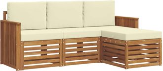 vidaXL Conjunto De Sof&aacute;s De Exterior 4 Uds. Natural Y Crema Vidaxl