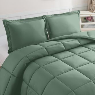 Elegant Comfort 3-Piece Box Stitch Comforter Set with Shams, Duvet Insert