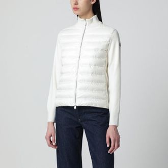 Moncler White padded wool zip cardigan