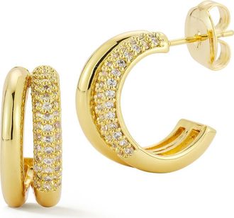 Glaze Jewelry Cubic Zirconia Pav&eacute; Double Hoop Earrings in Gold at Nordstrom Rack