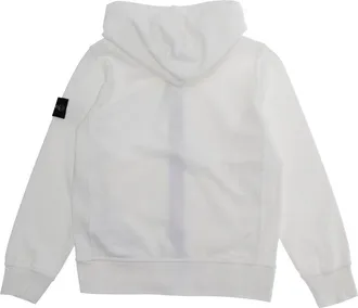 Stone Island Boys Hooded Sweatshirt White Cotton Hoods & Sweatshirts