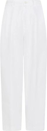 Seventy Pantalone in misto lino - Dames - Vrijetijds broeken - Wit - M - Leer - Broeken