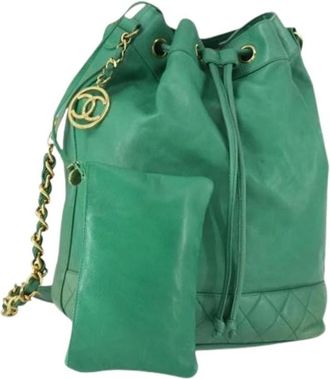 Chanel Pre-owned Bucket Bags, female, Green, Size: ONE SIZE Pre-owned Vintage Bucket Bag
