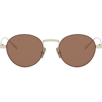 Celine 49mm Small Round Sunglasses in Gold /Brown at Nordstrom