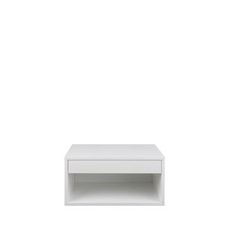 DRAWER Mesita de noche mural con 1 compartimento, 1 caj&oacute;n de madera - Blanco