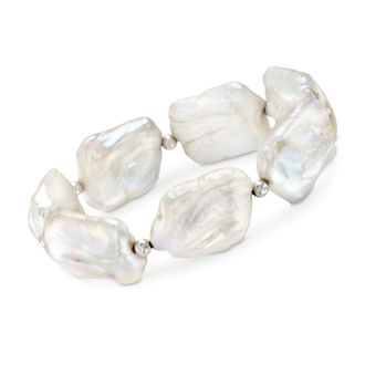 Ross-Simons 17-20mm Cultured Baroque Pearl Stretch Bracelet With Sterling Silver