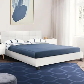 IDMarket Charlotte Cama Doble Con Somier 140x190 Cm Pvc Blanco