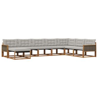 vidaXL Conjunto De Sof&aacute;s De Exterior 8 Pcs Natural Y Gris Claro Vidaxl