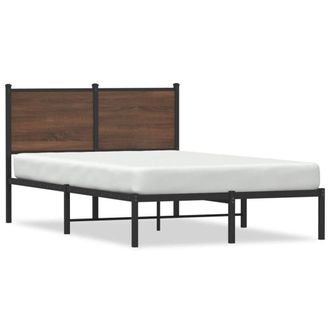 Berkfield Home Metal Bed Frame without Mattress Brown Oak 120x190 cm Small Double