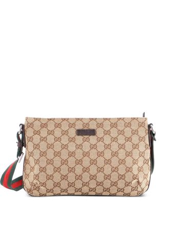 Gucci Web Strap Messenger Bag GG Canvas Small crossbody bag - Marrone