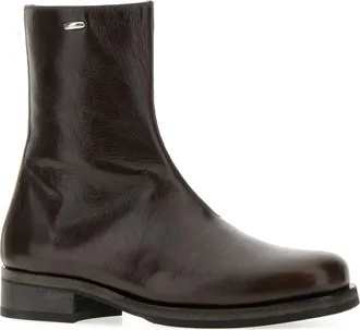 Our Legacy Mens Chocolate Leather Camion Ankle Boots Deep Olive Stivali