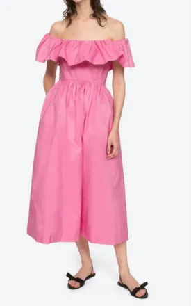 Sea New York Diana Taffeta Off The Shoulder Dress In Pink