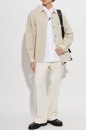 Palm Angels Shirt With Pockets, Mens, Beige