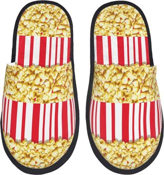 Generic Home Slipper Popcorn Print Warm Slipper Unisex House Shoes Breathable Scuff Slippers For Hotel Travel Bedroom L