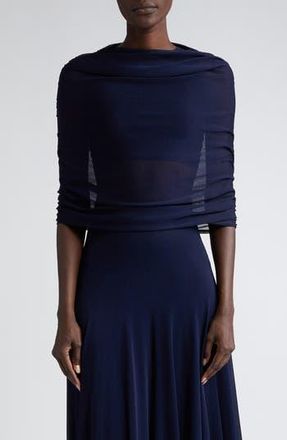 Brandon Maxwell Lyra Ruched Mesh Top in Navy at Nordstrom Rack, Size X-Large
