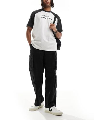 River Island loose fit cargo pants in black