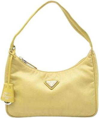 Prada Pre-owned Nylon Vintage Shoulder Bag - Dames - Vintage Schoudertas - Geel - ONE Size - Nylon - Vintage