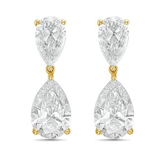Diana M. Jewels 14KW YG 10.00 Ct TW of Lab grown pear shape diamond drop earrings