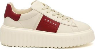 Hogan Gestreepte leren sneakers wit room - Dames - Sneakers - Wit - 37 EU - Leer - Schoenen