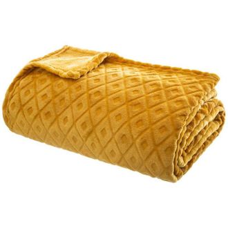 Atmosphera Manta 3d Losange De Franela - Amarillo Mostaza 180 X 230 Cm - Atmosphera Cr&eacute;ateur DInt&eacute;rieur