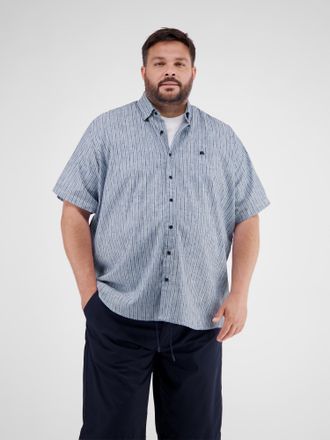 Lerros Kurzarmhemd LERROS LERROS Gestreiftes Herrenhemd in Grossen Gr&ouml;ssen, Herren, Gr. 4XL, extraweit, blau (cobalt blau), 60% Polyester, 40% Baumwolle, Hem