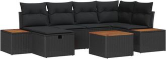 vidaXL Garden Sofa Set 7 pcs Black 55 x 62 x 69 cm Poly rattan vidaXL