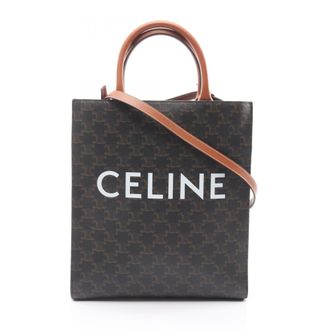 Celine Black Brown Coated Canvas Leather Handbag Tote Bag (Pre-Owned)