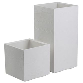 OEM Juego De Macetas Betonique Con Ruedas, Base De Cart&oacute;n Color Crema, 2 Unidades