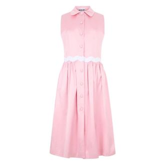Moschino Shirt Dresses, female, Pink, Size: 2XS Summer Dress with Collar and Pleats