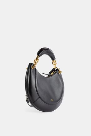 Chlo&eacute; Womens Banana Top Handle Bag Black Lambskin Nappa Leather