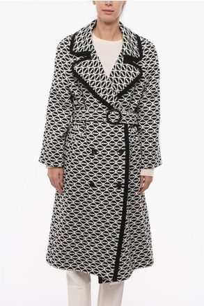 Alberta Ferretti Embroidered Double Breasted Wool Blend Coat size 42