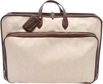 Herm&egrave;s Pre-owned Toile H Weekend Bag - unisex - Vintage Weekendtas - Beige - ONE Size - Leer - Vintage