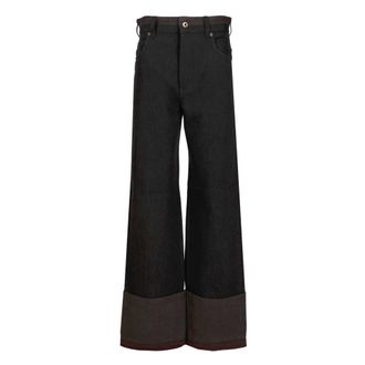 Loewe Turn-up Jeans - male - Loewe - Wide Jeans - Black - L - Jeans
