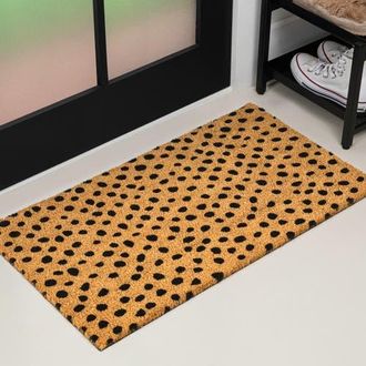 Jonathan Y Designs Peater Classic Casual Commerical Natural Coir Indoor/Outdoor Mat in Natural Black Dot at Nordstrom, Size 5Ft 0In X 8Ft 0In