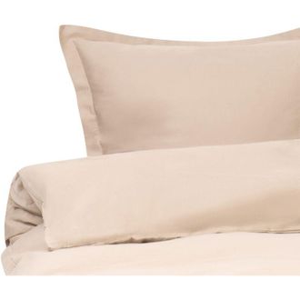 Beliani Duvet Cover and Pillowcase Set Beige Sateen Cotton 200 x 200 cm Modern Bedroom PARKROSE