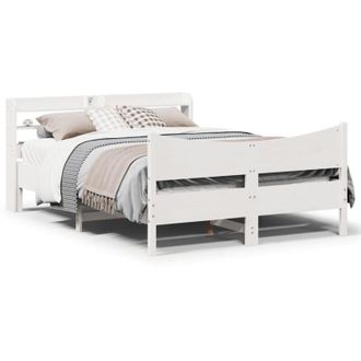 vidaXL Vidaxl - Estructura De Cama Con Cabecero Madera Pino Blanco 140x200 Cm
