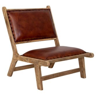 Wanderlust Deco Silla De Madera Y Cuero Marr&oacute;n 65x78x81h Cm