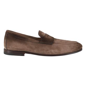Santoni Loafers, male, Brown, Size: 11 US Brown Suede Moccasin Shoe