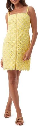Trina Turk Samaria 2 Geometric Lace Front Zip Dress in Lavandou Lemon/whitewash at Nordstrom, Size 10