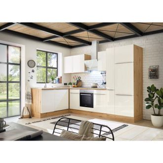 Respekta Cucina Angolo Cottura Cucina ad Angolo Marleen Premium 310 cm Bianco Artigianale Rovere Respecta