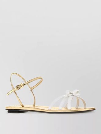 Prada leather sandals open toe flat sole bow