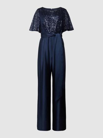 Swing Jumpsuit mit Paillettenbesatz in Marine, Gr&ouml;&szlig;e 40
